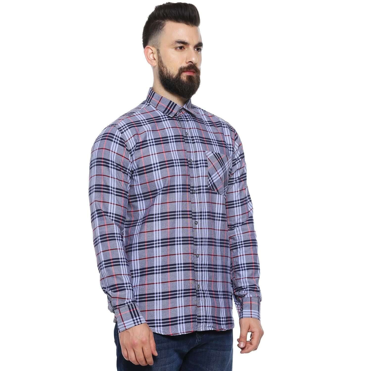 Campus Sutra Cotton Blend Checkered Full Sleeves Casual Shirt
