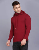 Denzolee Solid Hooded T-Shirt With Mask For Men's