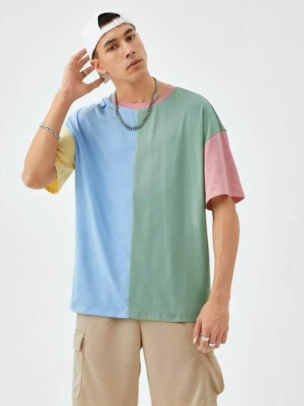 Hollander Cotton Color Block Half Sleeves Mens Round Neck T-Shirt