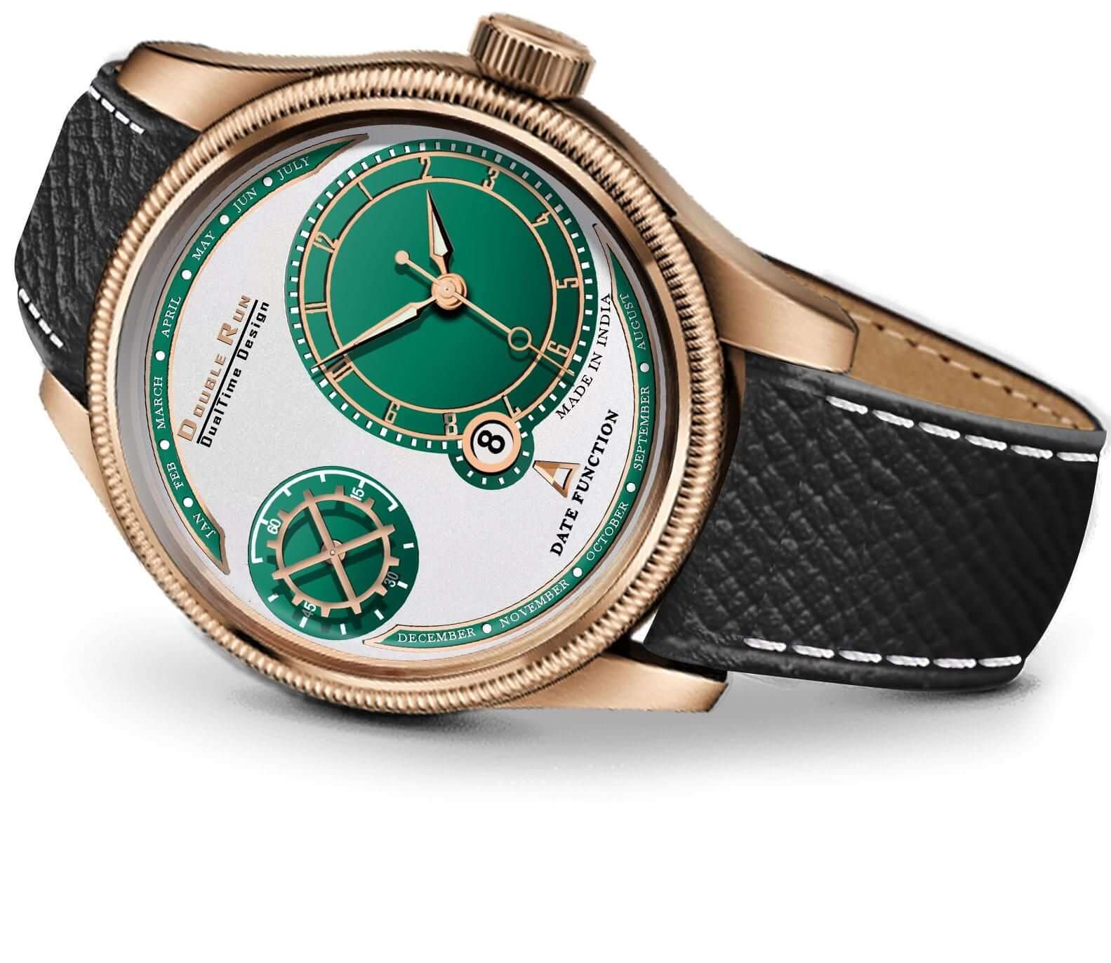 3D Glass Chronograph and Date Display White Dial Analog Wrist Watch for Men