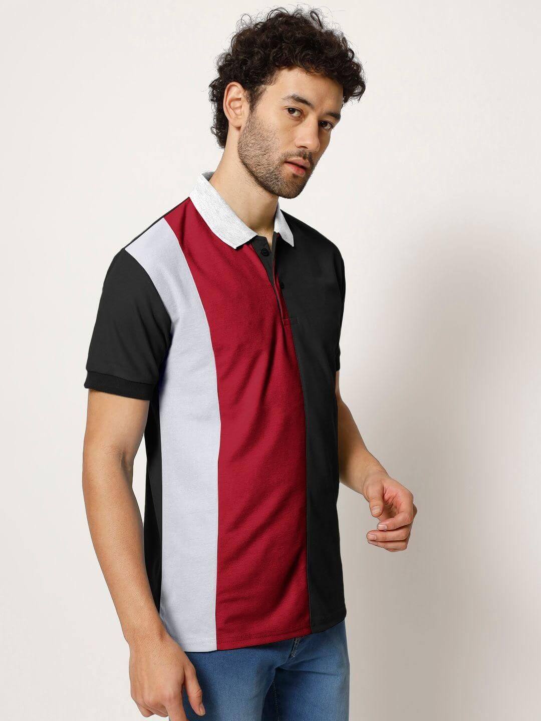 Cotton Color Block Half Sleeves Mens Polo  T-Shirt