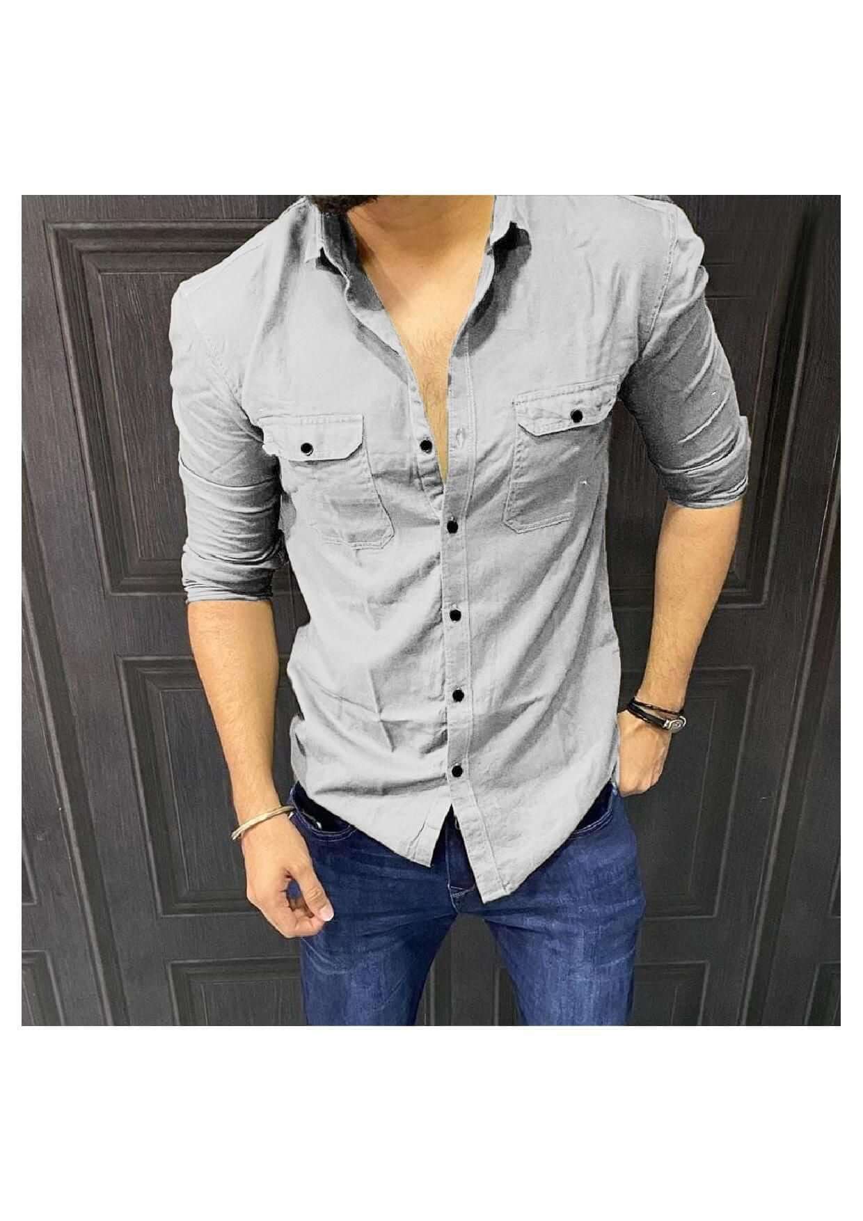 Cotton Solid Full Sleeves Mens Casual Shirt