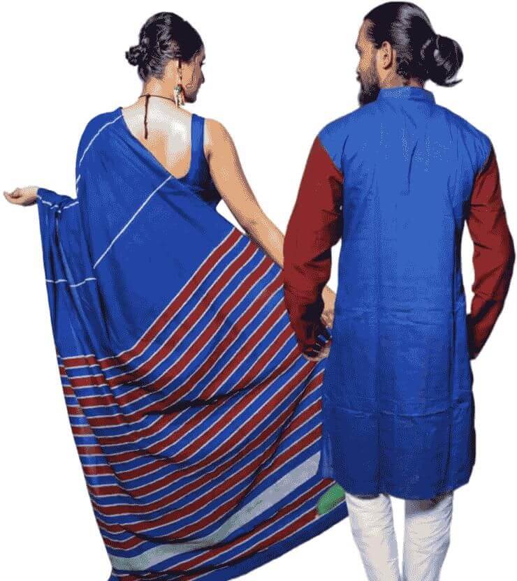 Combo of Men & Women's Khadi Cotton Kurta & Saree Set