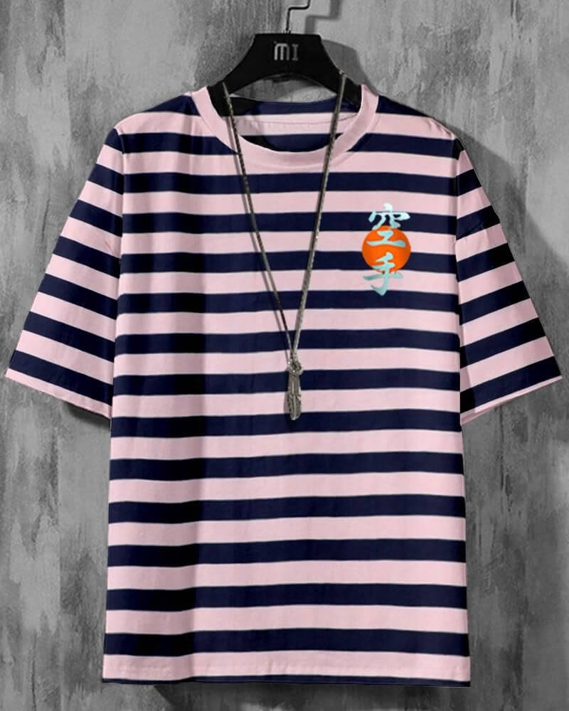 EYEBOGLER Cotton Blend Stripes Half Sleeves Mens Round Neck T-Shirt