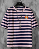 EYEBOGLER Cotton Blend Stripes Half Sleeves Mens Round Neck T-Shirt
