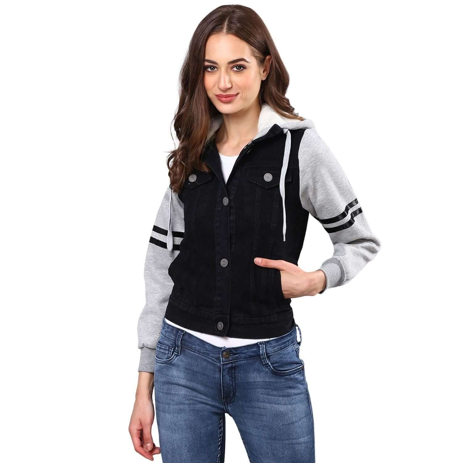 Campus Sutra Women Colorblock Stylish Casual Denim Jacket