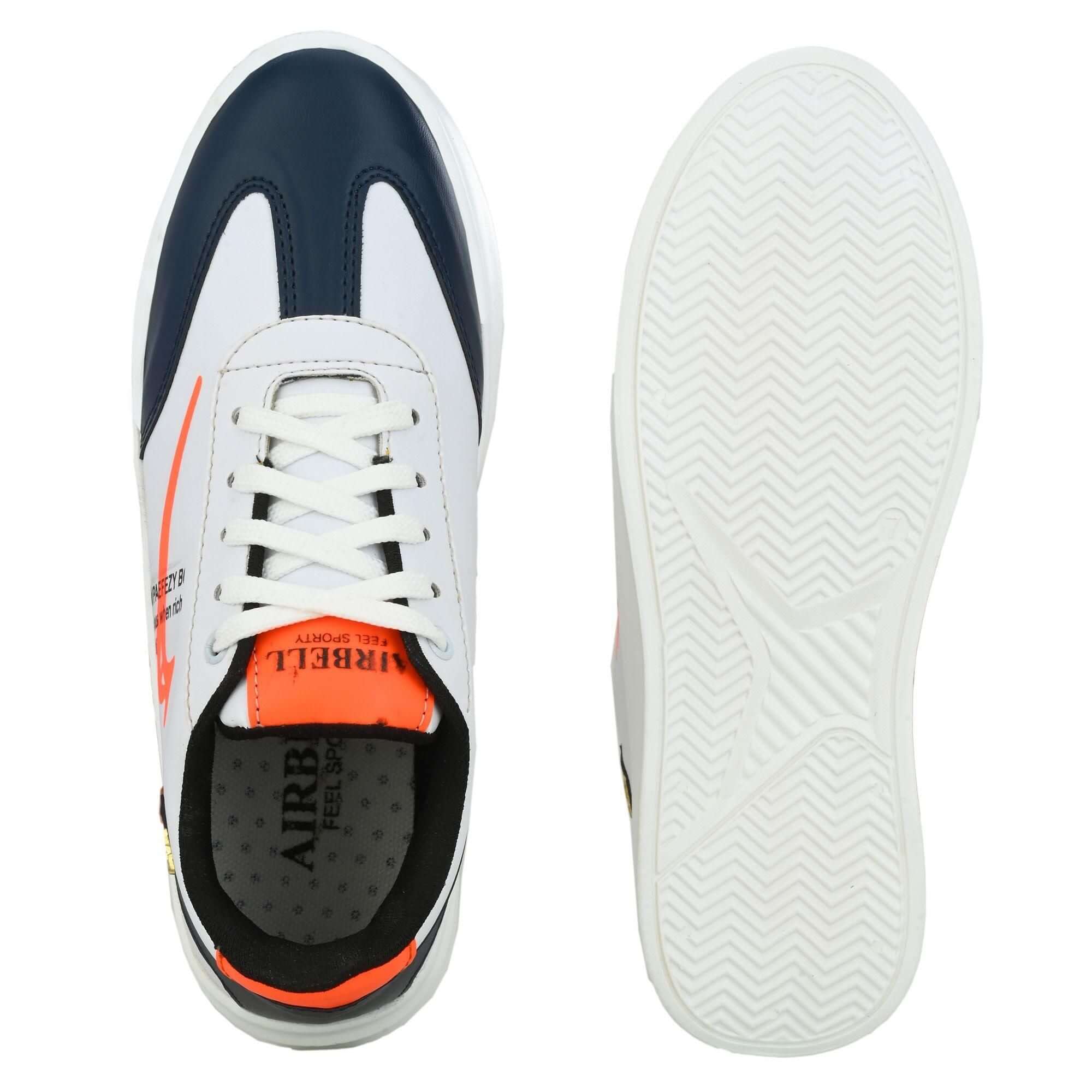 Airbell Navy Synthetic Leather Casual Sneakers for Men's