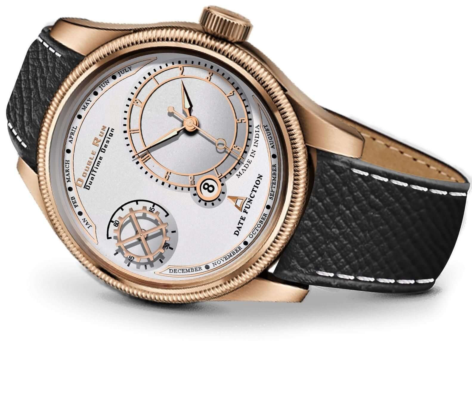 3D Glass Chronograph and Date Display White Dial Analog Wrist Watch for Men