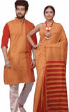 Combo of Men & Women's Khadi Cotton Kurta & Saree Set