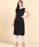 Women's Cotton Blend Sleeveless Casual Fancy Long Kurtis