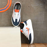 Airbell Navy Synthetic Leather Casual Sneakers for Men's