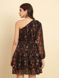 TRENDARREST One Shoulder Printed Dress