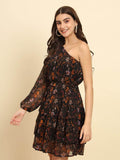 TRENDARREST One Shoulder Printed Dress