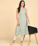 Women's Casual Wear Sleeveless Round Long Kurtis