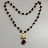 Natural Rudraksha Trishul Mala With Gold Plating