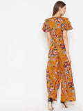 UPTOWNIE Women's Crepe Floral Flared Sleeves Jumpsuit