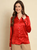 TRENDARREST Red Satin Shirt