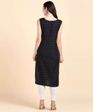 Women's Cotton Blend Sleeveless Casual Fancy Long Kurtis