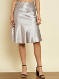 TRENDARREST A Line Midi Satin Skirt