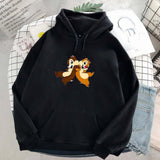 Popster Black Printed Fleece Hoody Regular Fit Long Sleeve Womens Sweatshirt