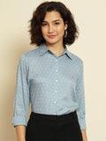 TRENDARREST Blue Polkadot Rayon Shirt